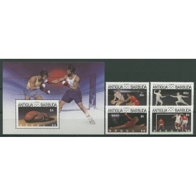 Antigua Barbuda 1987 - Jocurile Olimpice, sport, serie si colita neuzata