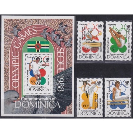 Dominica 1988 - Jocurile Olimpice, sport, serie si colita neuzata
