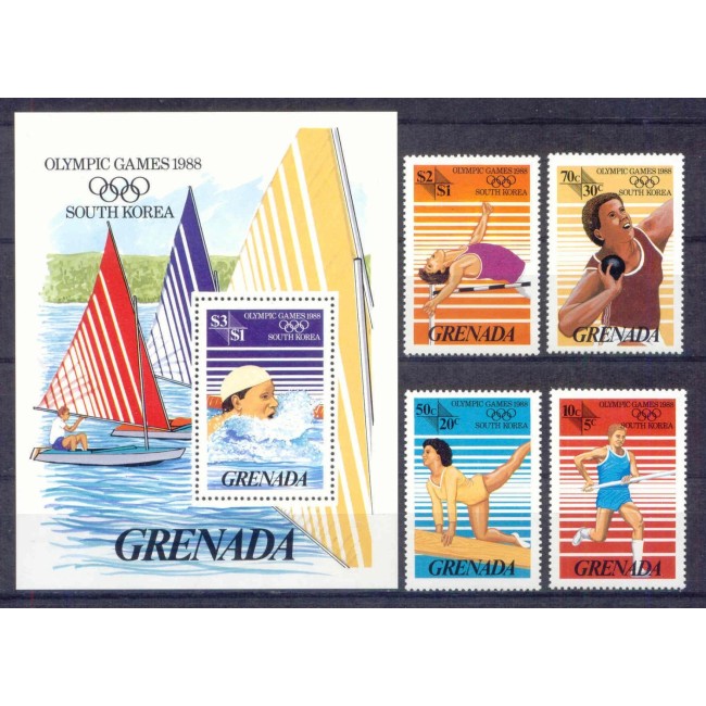 Grenada 1988 - Jocurile Olimpice, sport, serie si colita neuzata