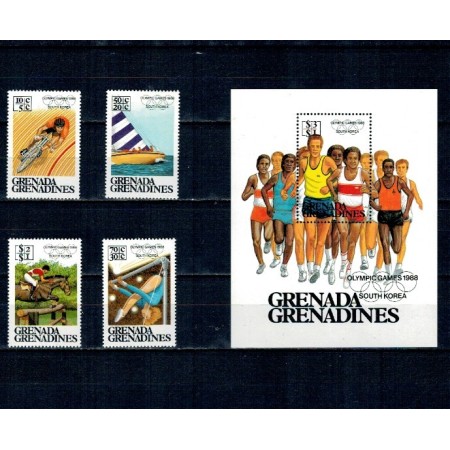 Grenada Grenadines 1988 - Jocurile Olimpice, sport, serie si colita neuzata