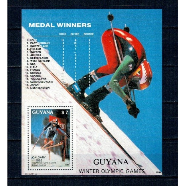 Guyana 1988 - Jocurile Olimpice de iarna, schi, medaliati, colita neuzata