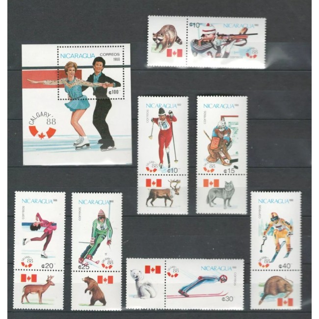 Nicaragua 1988 - Jocurile Olimpice de iarna, sport, serie neuzata cu viniete