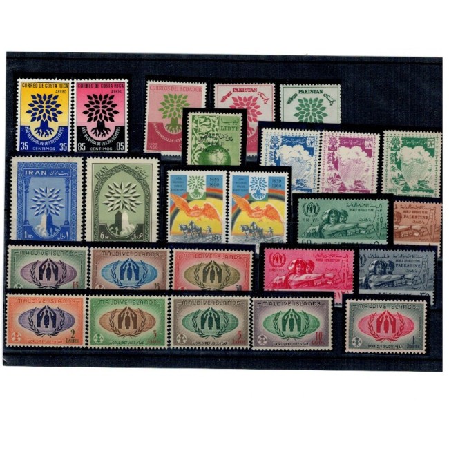 Lot timbre străine neuzate, tematica refugiați, 1960