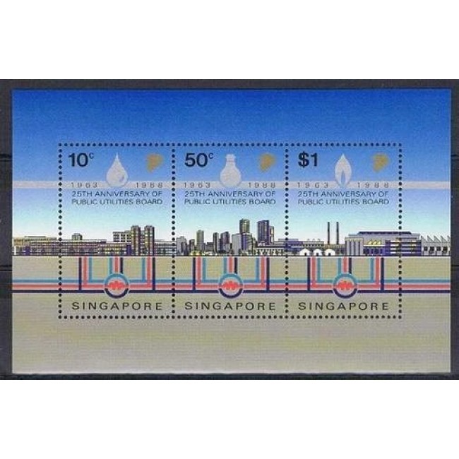 Singapore 1988 - Public Utilities Board, colita neuzata