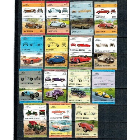 Caraibe - Lot timbre neuzate, tematica mașini de epoca