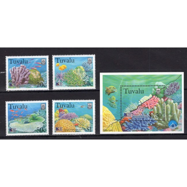 Tuvalu 1998 - Corali, fauna marina, serie si colita neuzata