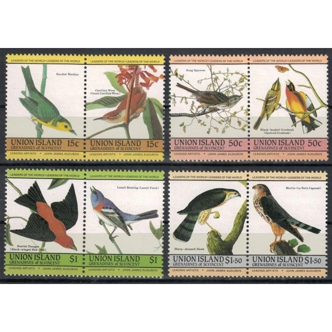 Union Island 1985 - Păsări, Audubon, serie neuzata