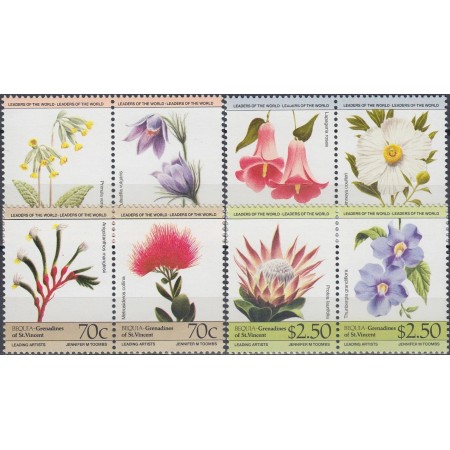Bequia Grenadines of St Vincent 1985 - Flori, serie neuzata