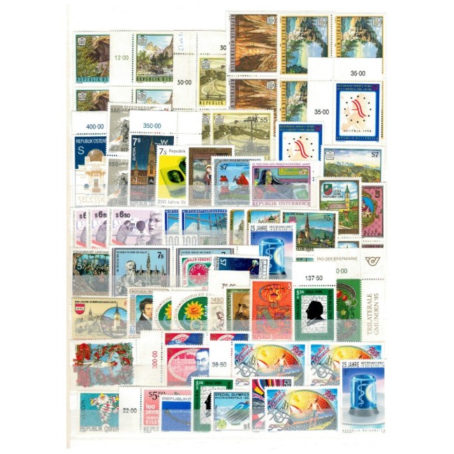 Austria - Lot timbre neuzate in clasor, cu dubluri, anii 1980-1990