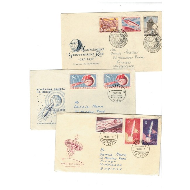 Cehoslovacia - Lot 15 plicuri prima zi, tematica cosmonautica