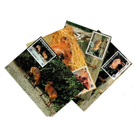 Coasta de Fildes 1985 - Fauna WWF, animale, serie carti postale maxime