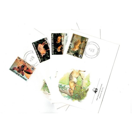 Coasta de Fildes 1985 - Fauna WWF, animale, serie plicuri prima zi