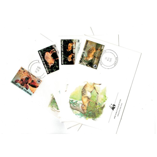 Coasta de Fildes 1985 - Fauna WWF, animale, serie plicuri prima zi