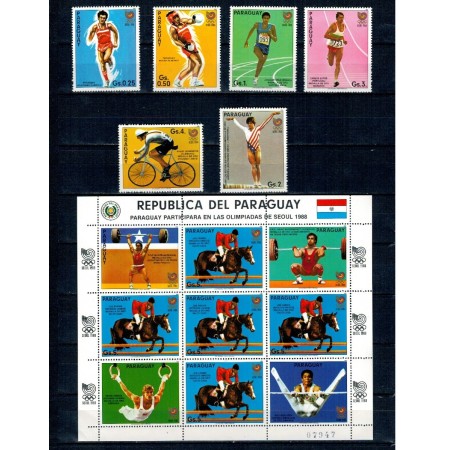 Paraguay 1986 - Jocurile Olimpice, sport, serie cu minicoala neuzata
