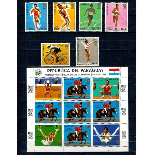 Paraguay 1986 - Jocurile Olimpice, sport, serie cu minicoala neuzata