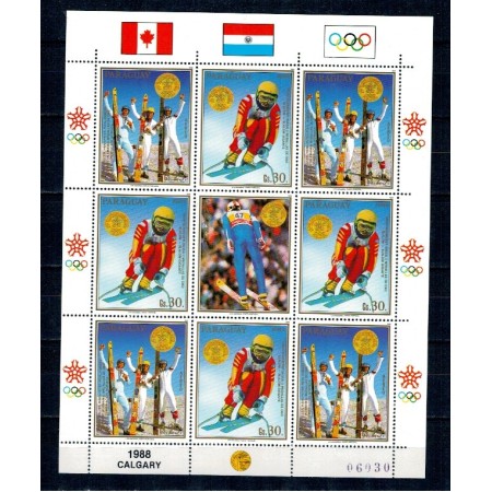 Paraguay 1988 - Jocurile Olimpice de iarna, medalii, serie cu minicoala si colita neuzata