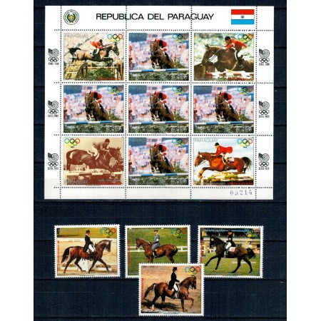Paraguay 1988 - Jocurile Olimpice, călărie, cai, serie cu minicoala neuzata