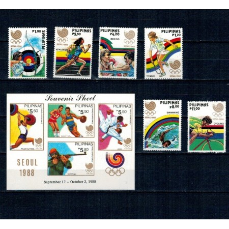 Filipine 1988 - Jocurile Olimpice, sport, serie si colita neuzata