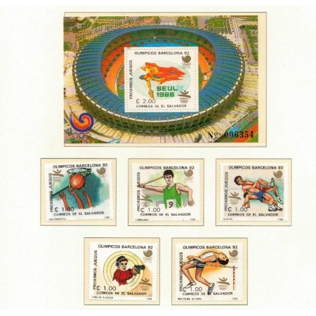 El Salvador 1988 - Jocurile Olimpice, sport, serie si colita neuzata