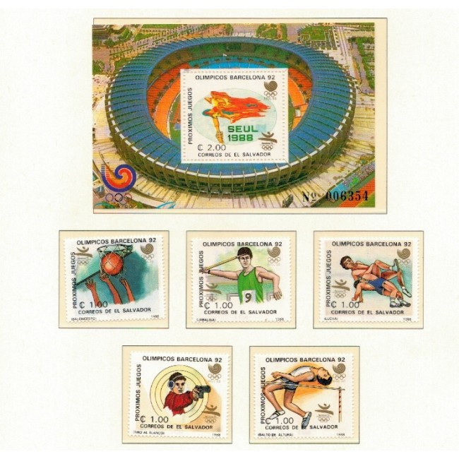 El Salvador 1988 - Jocurile Olimpice, sport, serie si colita neuzata