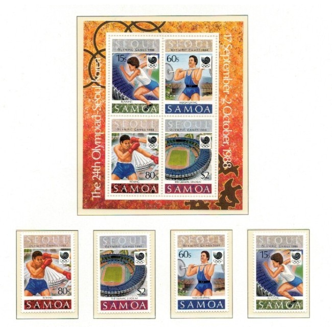 Samoa 1988 - Jocurile Olimpice, sport, serie si bloc neuzat