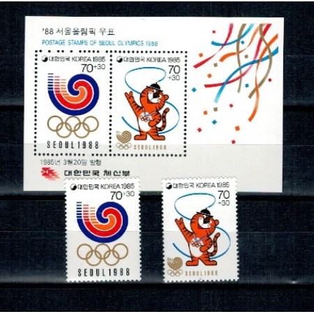 Korea Sud 1985 - Jocurile Olimpice, mascota, serie si colita neuzata