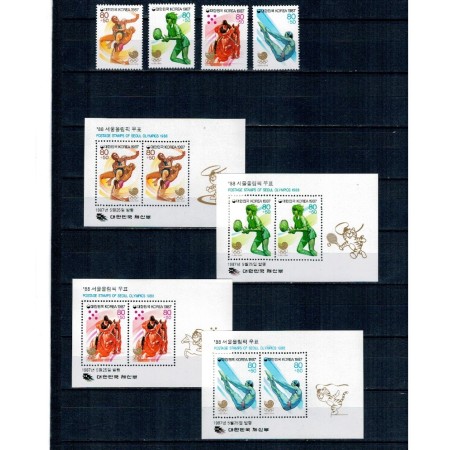 Korea Sud 1987 - Jocurile Olimpice, sport, serie si colite neuzate