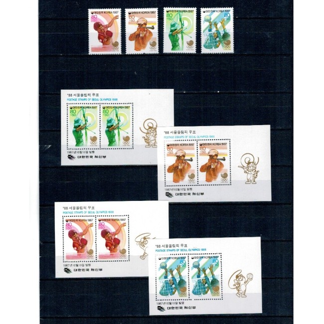 Korea Sud 1987 - Jocurile Olimpice, sport, serie si colite neuzate