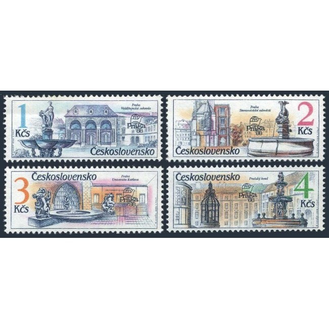 Cehoslovacia 1988 - Fântâni din Praga, serie neuzata