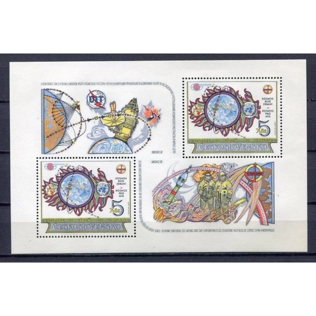 Cehoslovacia 1982 - Cosmonautica, Unispace, bloc neuzat