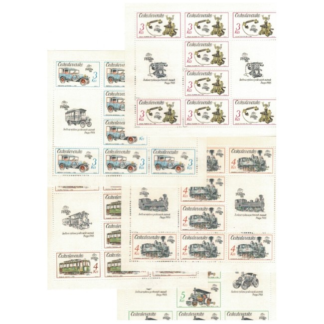 Cehoslovacia 1987 - Expo Praga, vehicule, locomotive, masini, serie minicoli neuzate