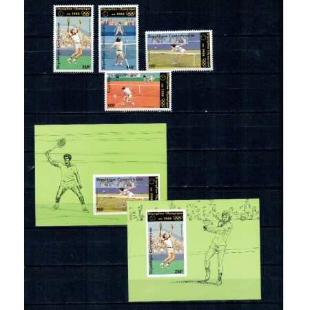 Centrafricaine Republic 1986 - Jocurile Olimpice Seoul, tenis, serie si doua colite nedantelate neuzate