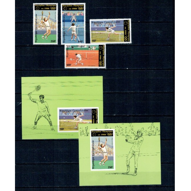 Centrafricaine Republic 1986 - Jocurile Olimpice Seoul, tenis, serie si doua colite nedantelate neuzate