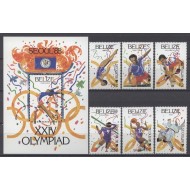 Belize 1988 - Jocurile Olimpice, sport, serie si colita neuzata