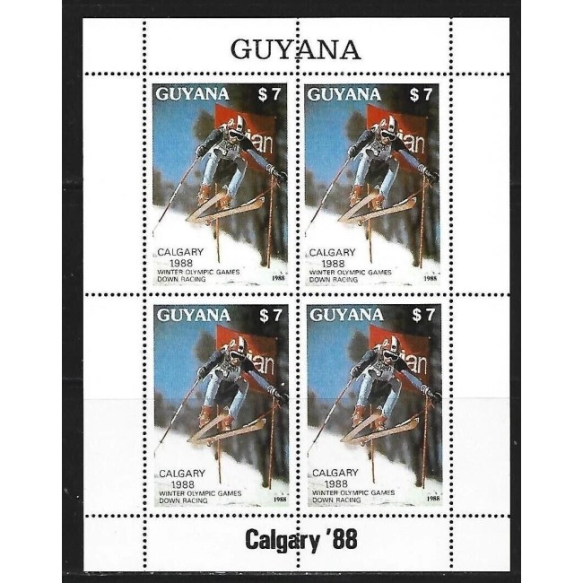 Guyana 1988 - Jocurile Olimpice Calgary, schi, bloc neuzat