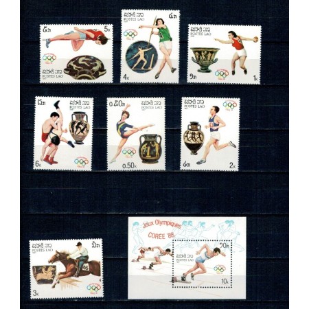 Laos 1987 - Jocurile Olimpice Seoul, sport, serie si colita neuzata