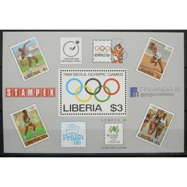 Liberia 1988 - Jocurile Olimpice Seoul, colita neuzata