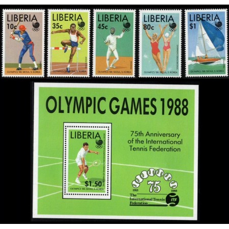 Liberia 1988 - Jocurile Olimpice, sport, serie si colita neuzata