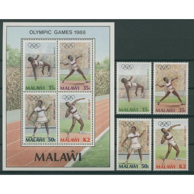 Malawi 1988 - Jocurile Olimpice, sport, serie si bloc neuzat