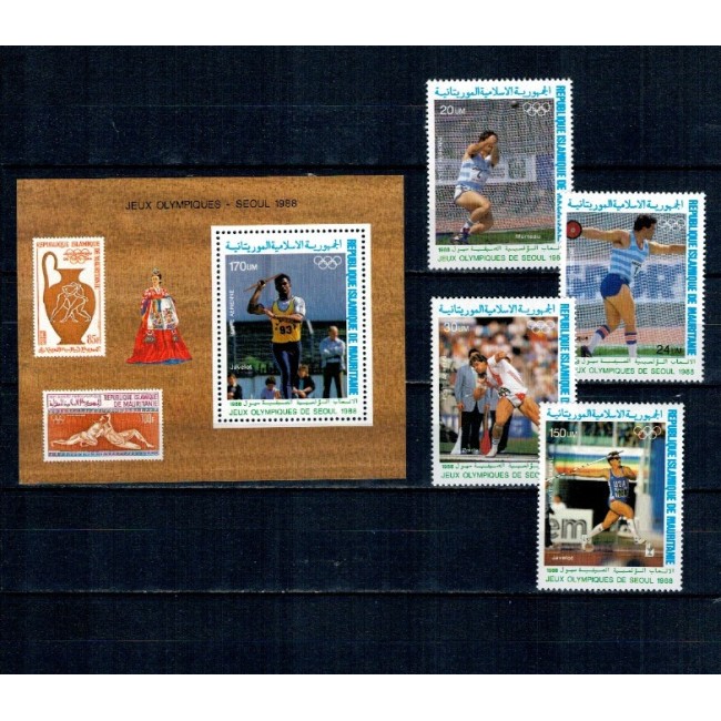 Mauritania 1988 - Jocurile Olimpice, sport, serie si colita neuzata