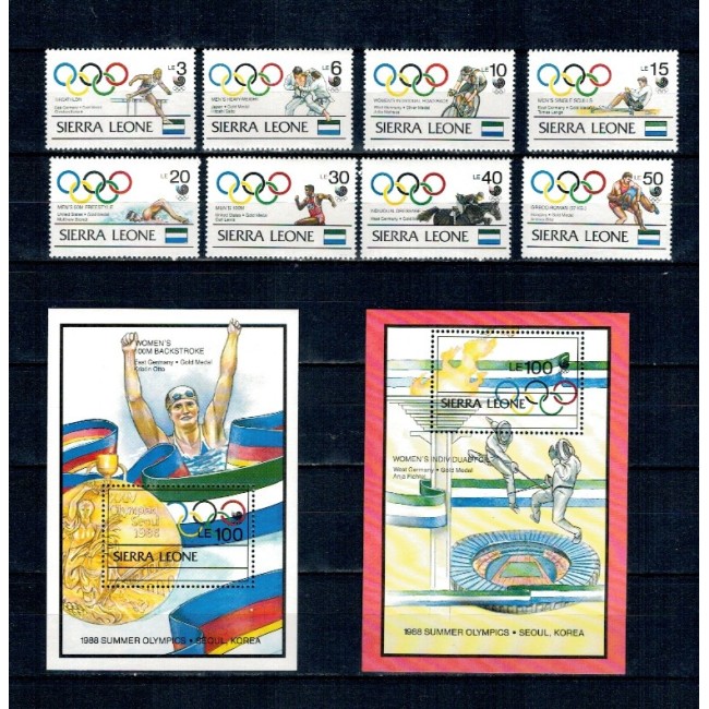 Sierra Leone 1988 - Jocurile Olimpice, sport, serie si colite neuzate