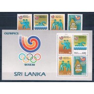 Sri Lanka 1988 - Jocurile Olimpice, sport, serie si bloc neuzat