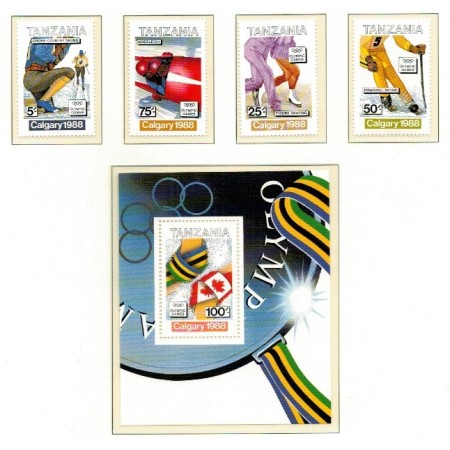 Tanzania 1988 - Jocurile Olimpice de iarna, serie si colita neuzata