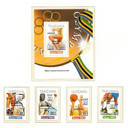 Tanzania 1989 - Jocurile Olimpice, supratipar medaliați, serie si colita neuzata
