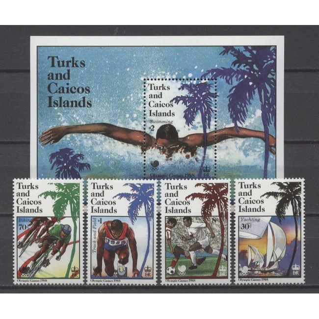 Turks and Caicos 1988 - Jocurile Olimpice, sport, serie si colita neuzata