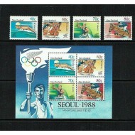 New Zealand 1988 - Jocurile Olimpice, sport, serie si bloc neuzat