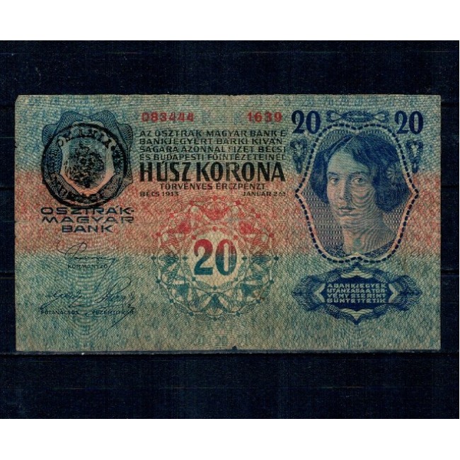Austro-Ungaria 1913(1919) - 20 coroane, stampila Romania, Ardeal, circulat