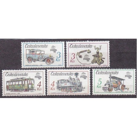 Cehoslovacia 1987 - Expo Praga, vehicule, locomotive, mașini, serie neuzata