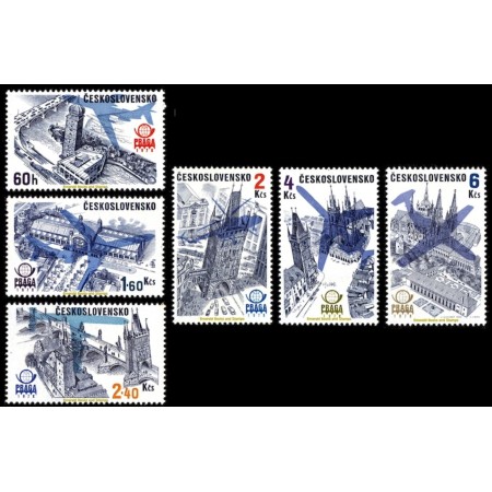 Cehoslovacia 1976 - Expo Praga, arhitectura, avioane, serie neuzata