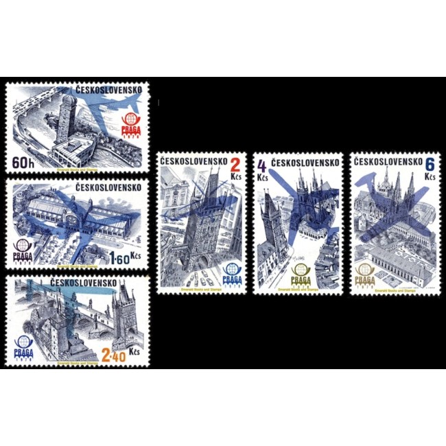 Cehoslovacia 1976 - Expo Praga, arhitectura, avioane, serie neuzata